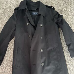 Chaps Black Double-Breasted Trench Coat